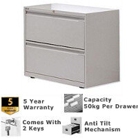 Bisley 2-Drawer Side Filing Cabinet Goose Grey SF2N Bisley 2-Drawer Side Filing Cabinet Goose Grey SF2N