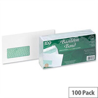 Basildon Bond DL Window Envelopes Peel and Seal White 100gsm Pack of 100 Basildon Bond DL Window Envelopes Peel and Seal White 100gsm Pack of 100