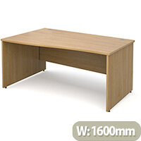 Maestro 25 PL left hand wave desk 1600mm - oak panel leg design