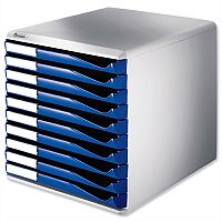 Leitz Desktop Filing Unit Blue and Grey A4 10 Drawers Leitz Desktop Filing Unit Blue and Grey A4 10 Drawers