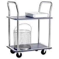 Trolley Steel Frame Non-marking Wheels 2- Shelf Chrome Finish PST2