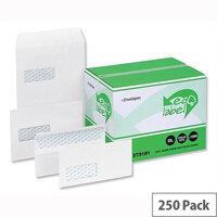 Ecolabel C4 Window 90gsm Envelopes White Pocket Recycled Press Seal (Pack 250)
