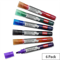 Nobo Drymarker Drywipe Marker Bullet Tip Assorted Wallet 6 Nobo Drymarker Drywipe Marker Bullet Tip Assorted Wallet 6