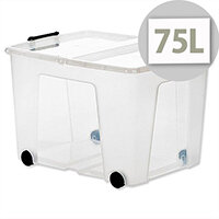 Strata Smart Storage Box Clear 75 Litres Clip On Lid Carry Handles Strata Smart Storage Box Clear 75 Litres Clip On Lid Carry Handles