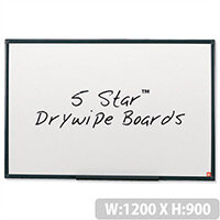 Whiteboard Lightweight 1200 x 900mm 5 Star – Wall-Mountable, Accessory Kit, Non-Magnetic, Graphite Frame, Home Or Office, Drywipe & Wall Fixing Method (296980)
