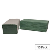 2Work Green I-Fold Paper Hand Towels 1-Ply 240 Towels Per Sleeve 15 Sleeves (3600 Sheets) HIG136