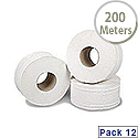 2Work Mini Jumbo Dispenser Roll 2-Ply White 92mm x200 Metres 76mm Core Pack of 12 J27200 2Work Mini Jumbo Dispenser Roll 2-Ply White 92mm x200 Metres 76mm Core Pack of 12 J27200