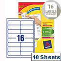 Avery L7162-40 Address Labels Laser 16 per Sheet 99.1x33.9mm 640 Labels Avery L7162-40 Address Labels Laser 16 per Sheet 99.1x33.9mm 640 Labels