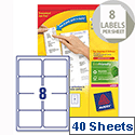 Avery L7165-40 Address Labels Laser 8 per Sheet 99.1x67.7mm White 320 Labels Avery L7165-40 Address Labels Laser 8 per Sheet 99.1x67.7mm White 320 Labels