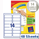 Avery L7163-40 Laser Address Labels 14 per Sheet 99.1x38.1mm White 560 Labels Avery L7163-40 Laser Address Labels 14 per Sheet 99.1x38.1mm White 560 Labels