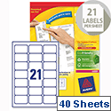 Avery L7160-40 Address Labels Laser 21 per Sheet 63.5x38.1mm White 840 Labels Avery L7160-40 Address Labels Laser 21 per Sheet 63.5x38.1mm White 840 Labels