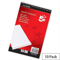 Ruled Spiral Notepad 200 x 125 Headbound 300 Pages Pack 10 5 Star