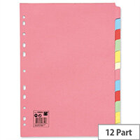 12-Part Subject Dividers A4 Multipunched 5 Star 12-Part Subject Dividers A4 Multipunched 5 Star