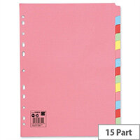 15-Part Subject Dividers A4 Multipunched Recycled Assorted 5 Star 15-Part Subject Dividers A4 Multipunched Recycled Assorted 5 Star