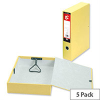 5 Star Box File Foolscap Yellow Lock Spring Ring Pull and Catch 70mm Spine Pack of 5 Pressboard 5 Star Box File Foolscap Yellow Lock Spring Ring Pull and Catch 70mm Spine Pack of 5 Pressboard