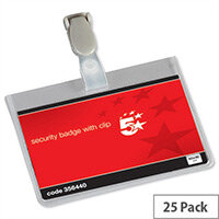 5 Star Office Name Badges Security Landscape with Plastic Clip 90x60mm Pack 25 5 Star Office Name Badges Security Landscape with Plastic Clip 90x60mm Pack 25