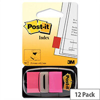 Post-it Index Flag 50 per Pack 25mm Bright Pink Pack 12 Post-it Index Flag 50 per Pack 25mm Bright Pink Pack 12