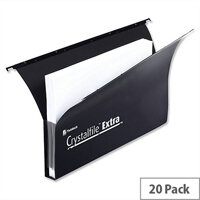 Rexel Crystalfile Extra Secura Suspension File Foolscap 30mm Black Pack 20 Rexel Crystalfile Extra Secura Suspension File Foolscap 30mm Black Pack 20