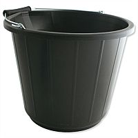 Heavy Duty Bucket With Metal Handle Capacity 14 Litres Black