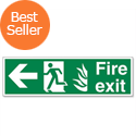 Stewart Superior Fire Exit Sign Man and Arrow Left 600x200mm Self-adhesive Vinyl Stewart Superior Fire Exit Sign Man and Arrow Left 600x200mm Self-adhesive Vinyl