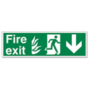 Stewart Superior Fire Exit Sign Man and Arrow Down 600x200mm Self-adhesive Vinyl Stewart Superior Fire Exit Sign Man and Arrow Down 600x200mm Self-adhesive Vinyl