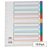 Concord 10-Part Punched Pocket Dividers Plastic A4 Multicolour Tabs