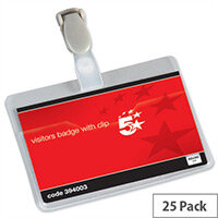 5 Star Office Name Badges Visitors Landscape 25 Pack – Spring Snap Plastic Clip, 90x60mm, Easy Insertion, Sturdy PVC, Transparent & Versatile (394003) 5 Star Office Name Badges Visitors Landscape 25 Pack – Spring Snap Plastic Clip, 90x60mm, Easy Insertion, Sturdy PVC, Transparent & Versatile (394003)