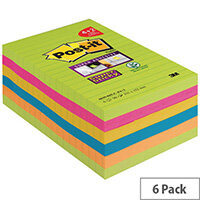 Post-it Super Sticky Notes XXL Rainbow 101 x 152mm 90 Sheets Pack of 6 4690-SSUC-P4+2 Post-it Super Sticky Notes XXL Rainbow 101 x 152mm 90 Sheets Pack of 6 4690-SSUC-P4+2