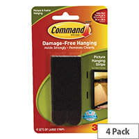 3M Command Large Picture Hanging Strips (Pack 4) Black 17206BLK 3M Command Large Picture Hanging Strips (Pack 4) Black 17206BLK