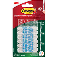 Command Decorating Clips with Water Resistant Strips 20C+24S 17026H-AW Command Decorating Clips with Water Resistant Strips 20C+24S 17026H-AW