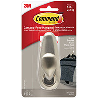 3M Command Brushed Nickel Metal Hanging Hook And Adhesive Strips Large FC13-BN-ES 3M Command Brushed Nickel Metal Hanging Hook And Adhesive Strips Large FC13-BN-ES