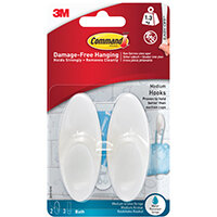 Command Bath Hook with Water Resistant Strips Medium Frosted Clear 2HK+2S Bath18 Command Bath Hook with Water Resistant Strips Medium Frosted Clear 2HK+2S Bath18