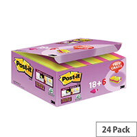 Post-it Super Sticky Notes 47.6 x 47.6mm Assorted Pack of 18 + 6 Free 622- P24SSCOL Post-it Super Sticky Notes 47.6 x 47.6mm Assorted Pack of 18 + 6 Free 622- P24SSCOL
