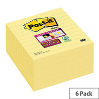 Post-it Notes Super Sticky Extra Large Lined 101 x 101mm 90 Sheets Canary Yellow Pack of 6 675-SS6CY Post-it Notes Super Sticky Extra Large Lined 101 x 101mm 90 Sheets Canary Yellow Pack of 6 675-SS6CY