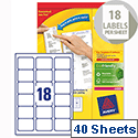 Avery L7161-40 Address Labels Laser 18 per Sheet 63.5x46.6mm White 720 Labels Avery L7161-40 Address Labels Laser 18 per Sheet 63.5x46.6mm White 720 Labels