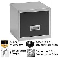 Pierre Henry A4 1 Drawer Steel Filing Cabinet Lockable Silver/Black Pierre Henry A4 1 Drawer Steel Filing Cabinet Lockable Silver/Black