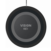 VISION Qi Wireless Charger - 8mm Thick Design - Fast Charging Mode 10 Watts (max) - 1m USB Cable - Diameter 60mm VISION Qi Wireless Charger - 8mm Thick Design - Fast Charging Mode 10 Watts (max) - 1m USB Cable - Diameter 60mm