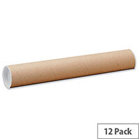 Postal Tubes Cardboard with Plastic End Caps (Pack 12) Postal Tubes Cardboard with Plastic End Caps (Pack 12)