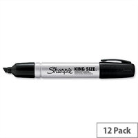 Sharpie King Size Permanent Marker Black Chisel Tip 6.2mm Line Pack 12 Sharpie King Size Permanent Marker Black Chisel Tip 6.2mm Line Pack 12
