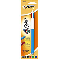 BIC 4 Colours Clip-On Retractable Ballpoint Pen – 1mm Tip 0.4 Width, Black/Blue/Red/Green, Smooth Sliders, Chunky Barrel, PVC & Refillable Ink (801867) BIC 4 Colours Clip-On Retractable Ballpoint Pen – 1mm Tip 0.4 Width, Black/Blue/Red/Green, Smooth Sliders, Chunky Barrel, PVC & Refillable Ink (801867)