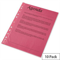 A4 Red Punched Pockets 55 Micron Pack 10 - Esselte A4 Red Punched Pockets 55 Micron Pack 10 - Esselte