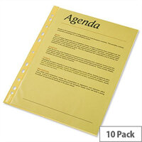 Esselte A4 Yellow Punched Pockets 55 Micron Pack 10 Esselte A4 Yellow Punched Pockets 55 Micron Pack 10