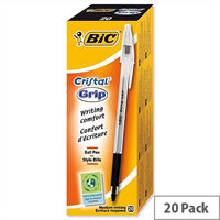 Bic Cristal Grip Ballpoint Pen Black Pack 20 Bic Cristal Grip Ballpoint Pen Black Pack 20
