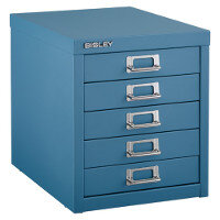 Bisley Multi-Drawer Cabinet 12 inches 5 Drawer Non-Locking Doulton Blue 12/5 Bisley Multi-Drawer Cabinet 12 inches 5 Drawer Non-Locking Doulton Blue 12/5