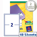 Avery L7768-40 Address Labels Colour Laser 2 per Sheet 199.6 x 143.5mm 80 Labels Avery L7768-40 Address Labels Colour Laser 2 per Sheet 199.6 x 143.5mm 80 Labels