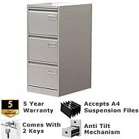 3-Drawer Filing Cabinet Goose Grey Bisley PSF 3-Drawer Filing Cabinet Goose Grey Bisley PSF