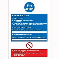 Stewart Superior Fire Action Self Adhesive PVC Sign W210xH297mm Stewart Superior Fire Action Self Adhesive PVC Sign W210xH297mm