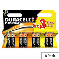 Duracell Plus Power Alkaline AA Battery 1.5V PLUS POWER AA 5+3 Free (Pack 8) Duracell Plus Power Alkaline AA Battery 1.5V PLUS POWER AA 5+3 Free (Pack 8)