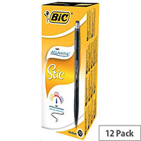 Bic Atlantis Stic Black Ballpoint Pen Pack 12 Bic Atlantis Stic Black Ballpoint Pen Pack 12