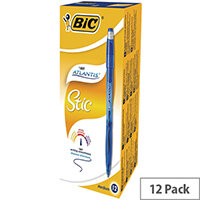 Bic Atlantis Stic Blue Ballpoint Pen Pack 12 Bic Atlantis Stic Blue Ballpoint Pen Pack 12